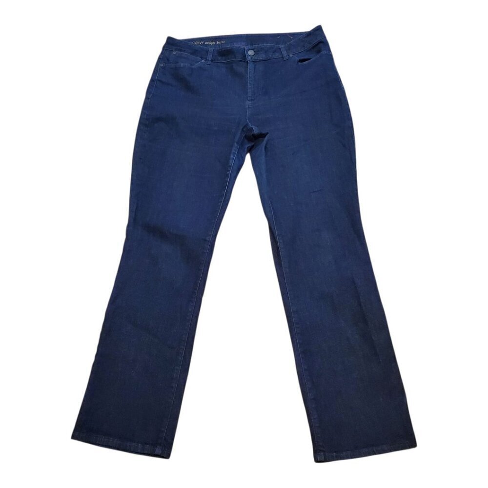 TALBOTS Stretch Blue Jeans Women's Dark Wash 5 Pocket Curvy Straight
